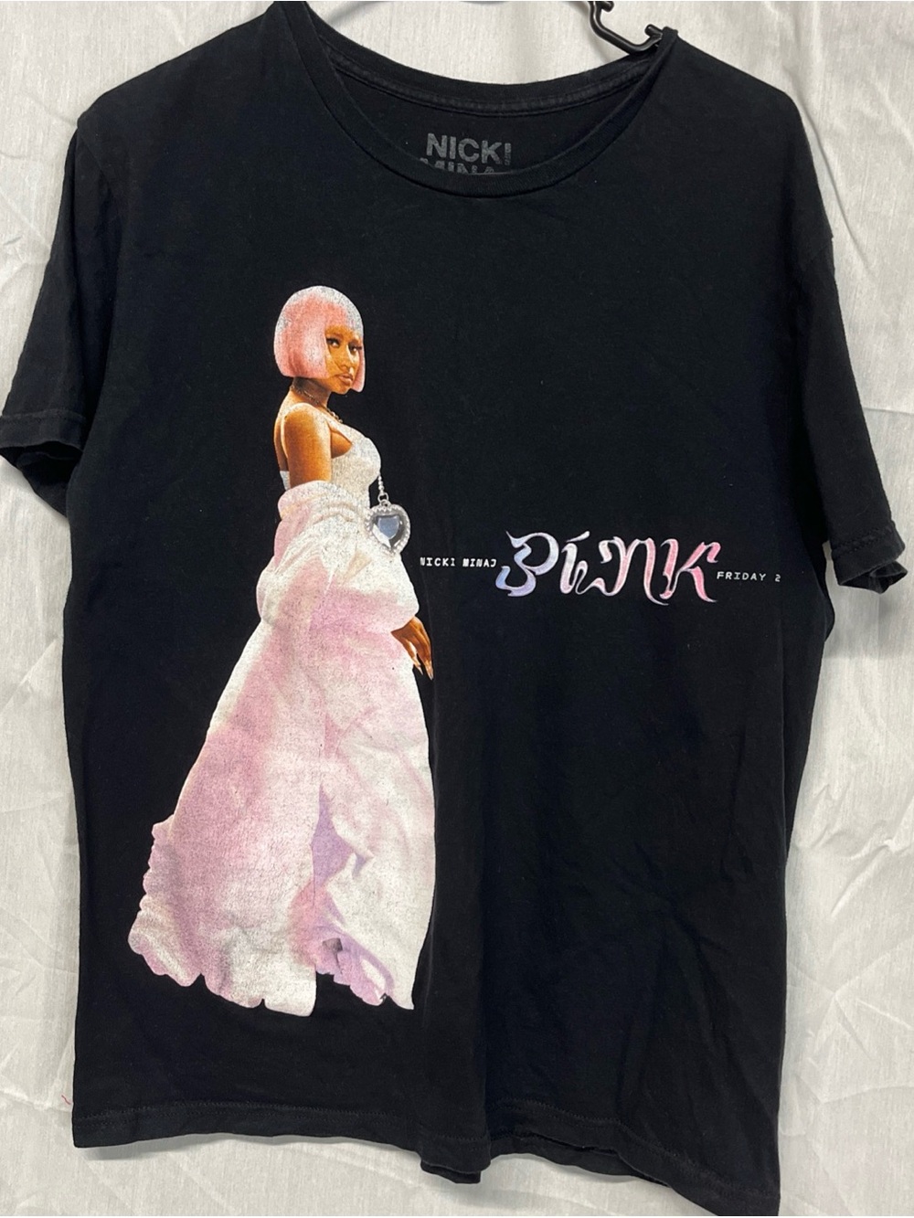 Nicki Minaj Black Graphic Tee with Faded White Logo